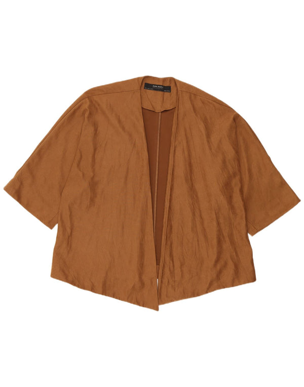 Zara Mujer Cárdigan De Manga 3/4 Top UK 44 Marrón Medio