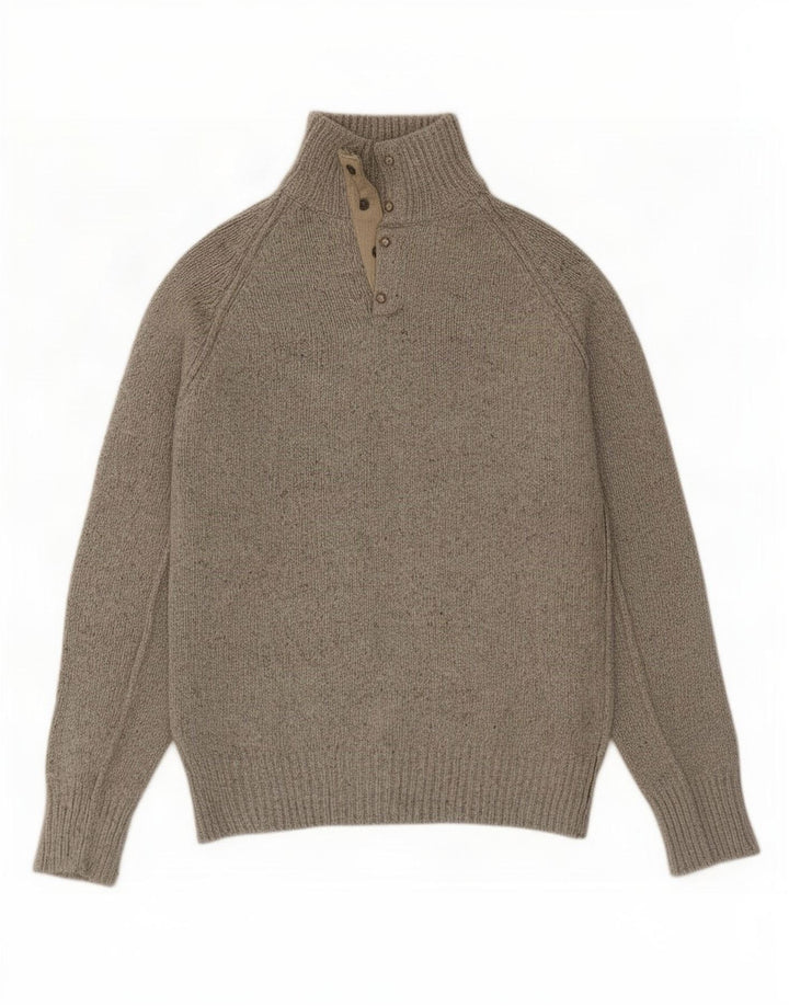 Marks & Spencer Jersey con cuello y botones para hombre de algodón moteado gris pequeño