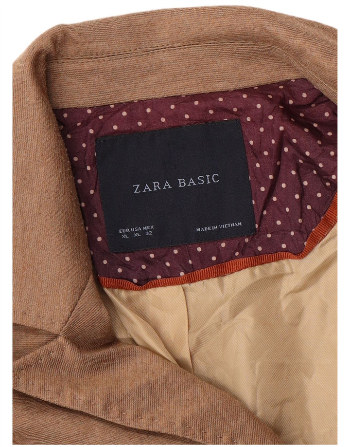 Zara Mujer Chaqueta Blazer De 1 Botón UK 40 XL Beige