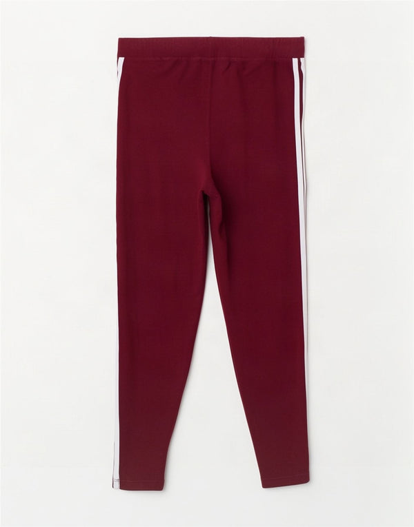 Adidas Womens Leggings UK 16 Large Burgundy Cotton
