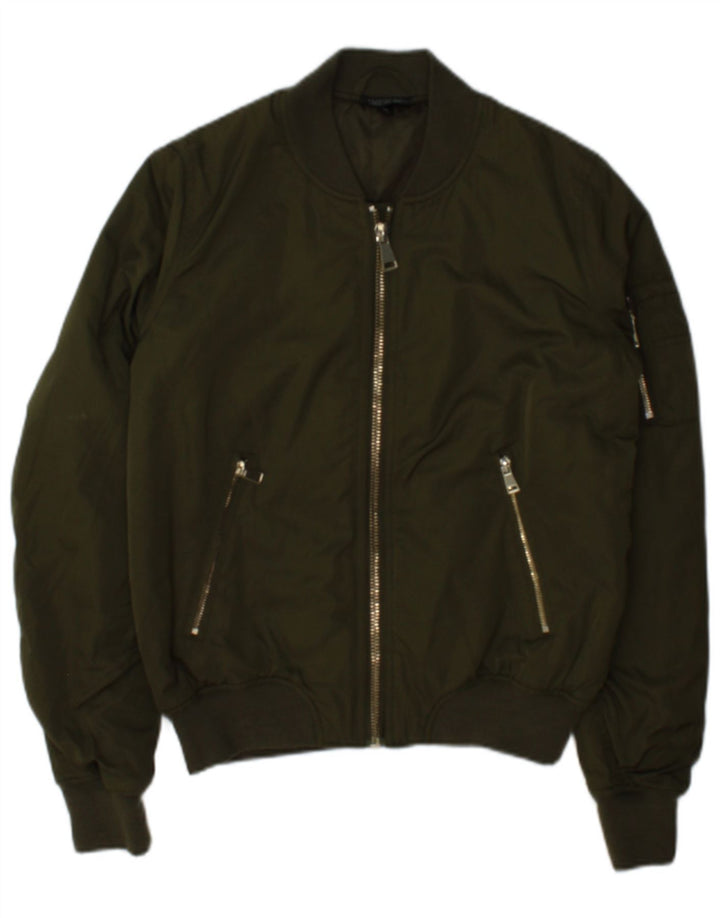 Topshop Chaqueta Bomber para Mujer UK 8 Small Caqui Poliéster