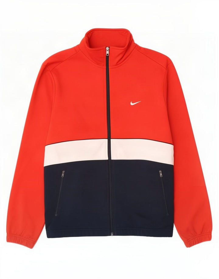 Nike - Chaqueta de chándal para hombre, color rojo medio, poliéster con bloques de color
