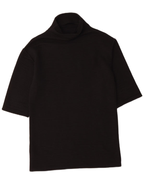 Zara Mujer Top Manga 3/4 UK 44 Medio Negro Poliéster