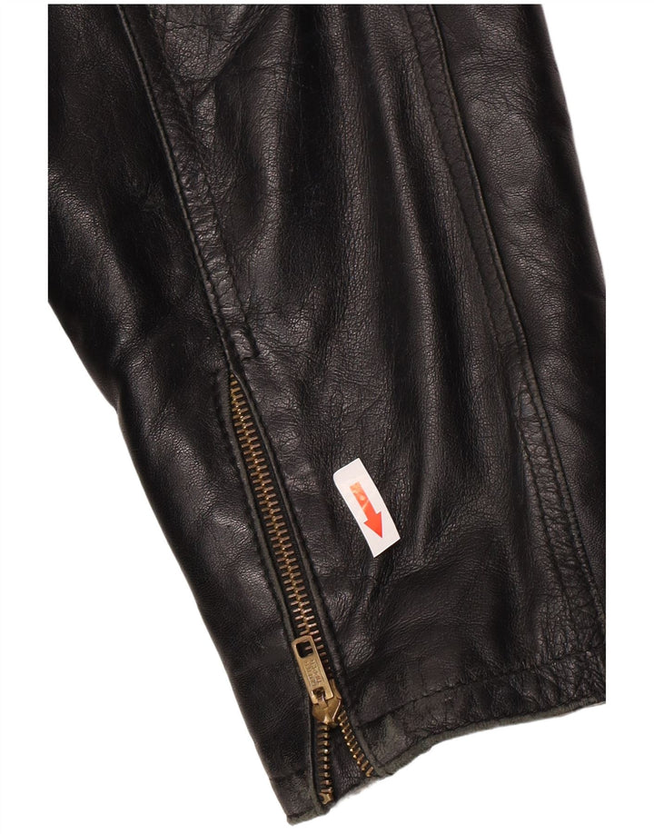 Vintage hombres chaqueta de cuero Reino Unido 36 pequeño cuero negro