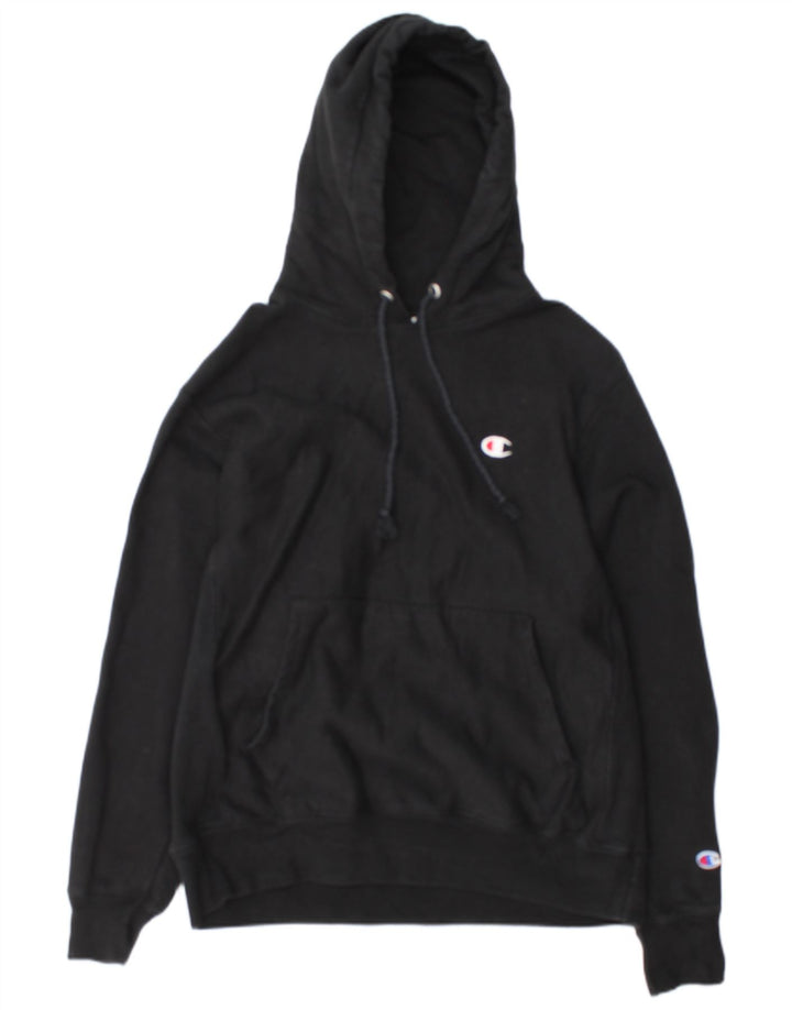 Champion Sudadera con capucha para hombre Jersey mediano de algodón negro