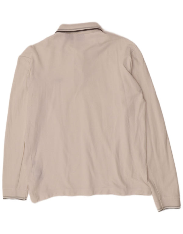Fila Polo de manga larga para hombre de algodón blanco grande