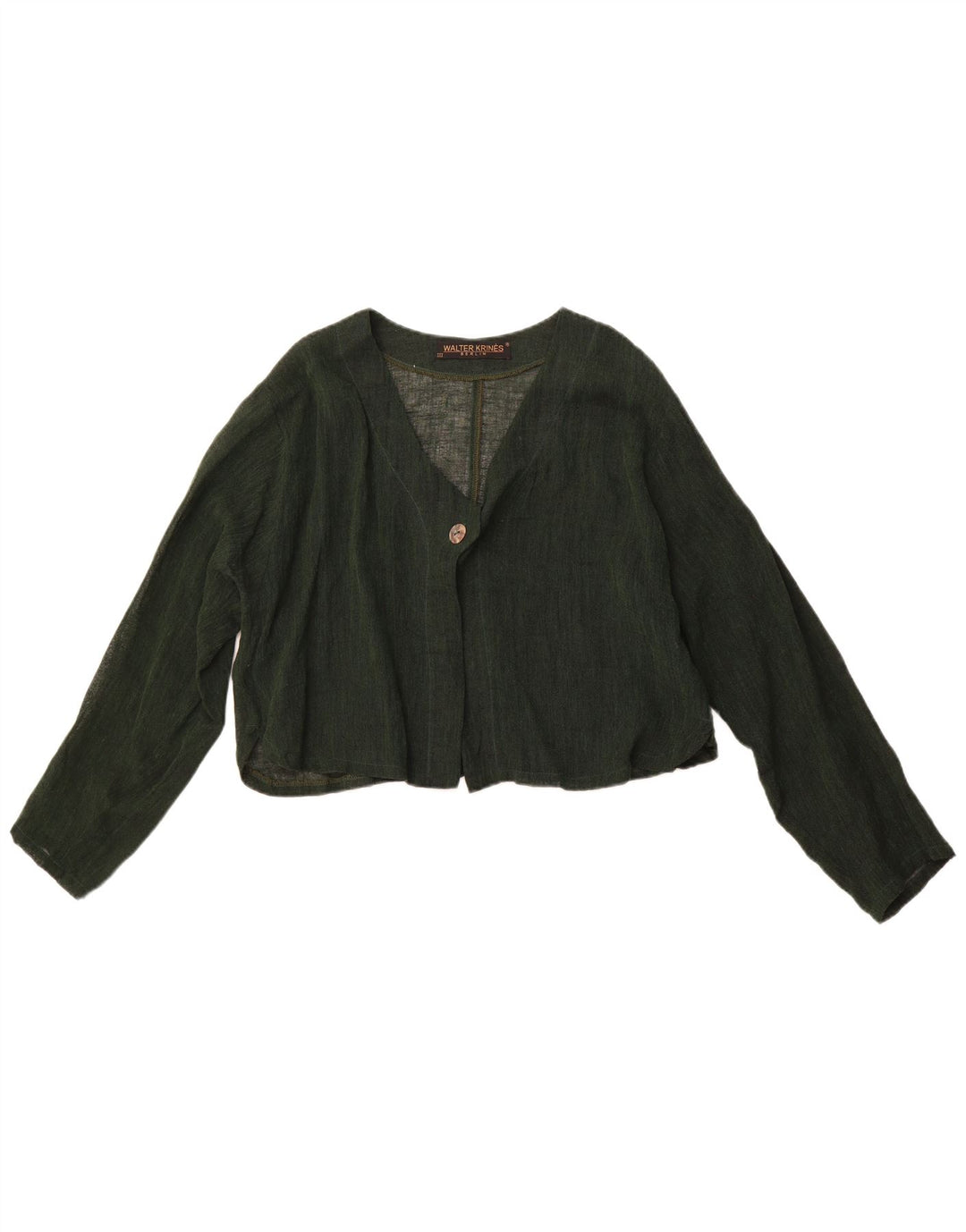 VINTAGE Mujer Crop Cardigan Top Reino Unido 16 Algodón Verde Grande