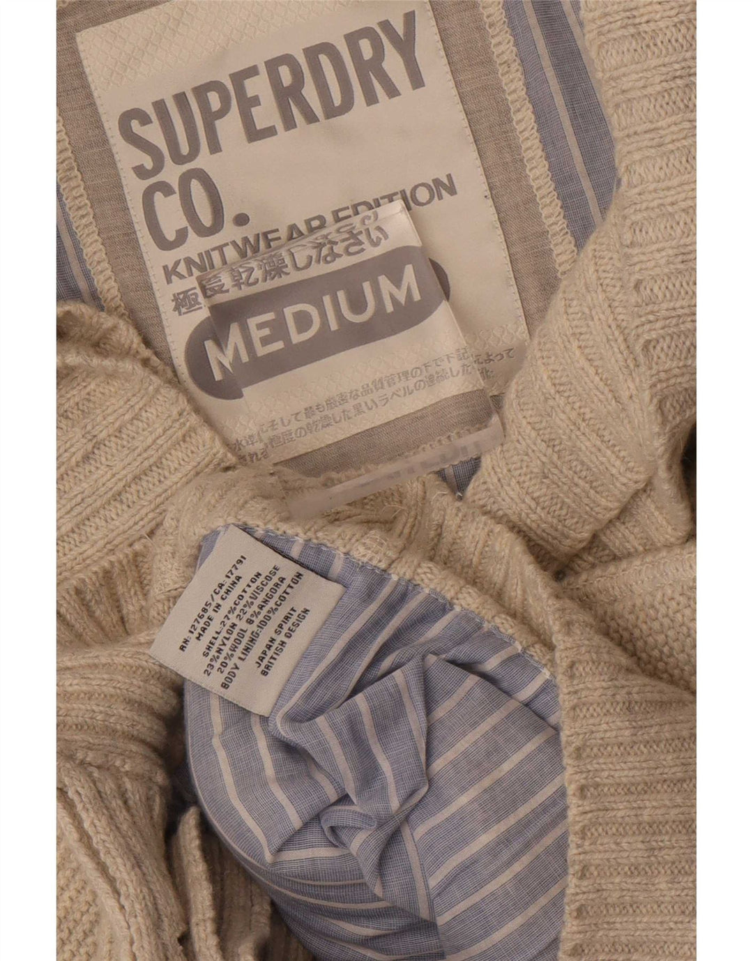 Superdry Hombre Cárdigan Suéter De Algodón Beige Medio