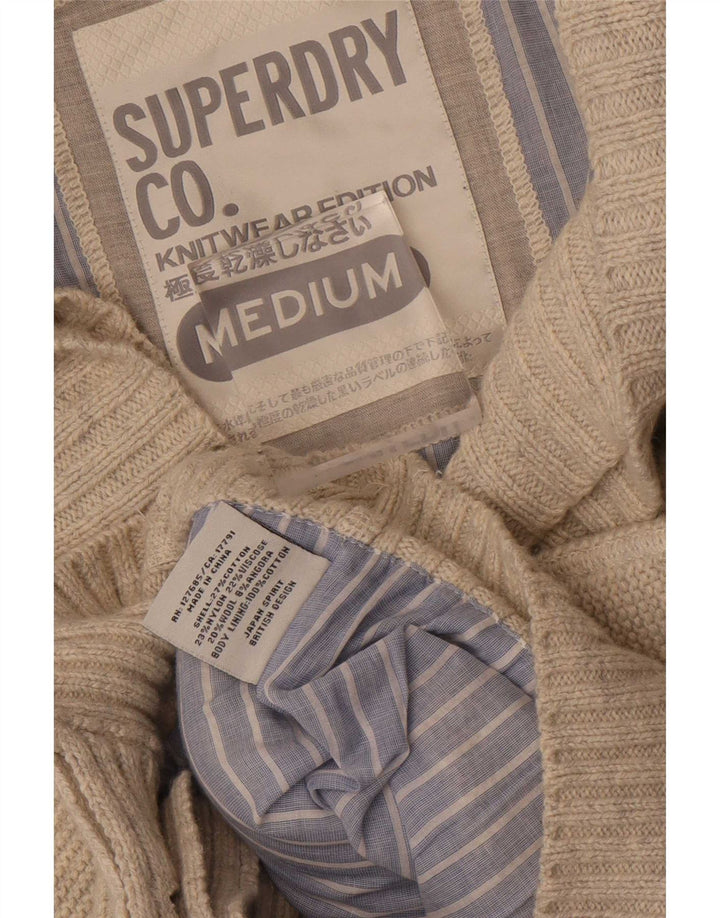 Superdry Hombre Cárdigan Suéter De Algodón Beige Medio