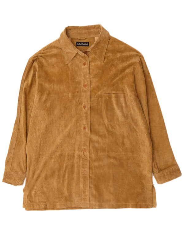 PAOLO CONTINI Camisa de ante para mujer EU 44 XL Beige