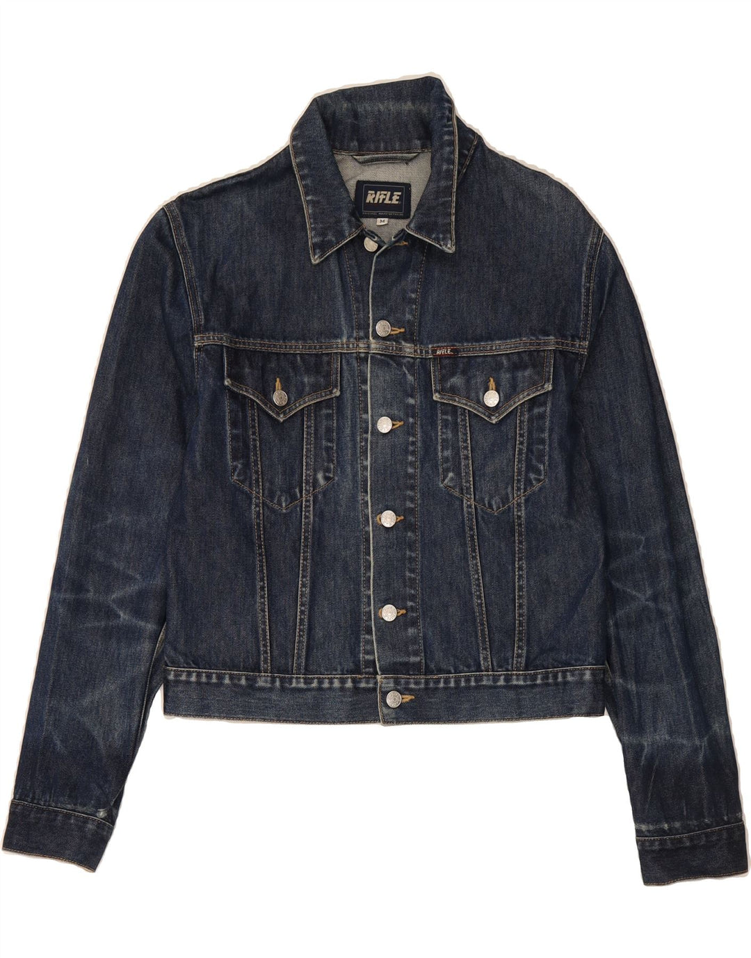 RIFLE Womens Crop Denim Jacket UK 14 Medium Blue Cotton Vintage Rifle and Second-Hand Rifle from Messina Hembry 