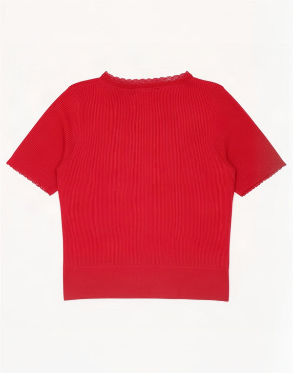Marks & Spencer Blusa de manga corta para mujer UK 46 Grande Acrílico rojo