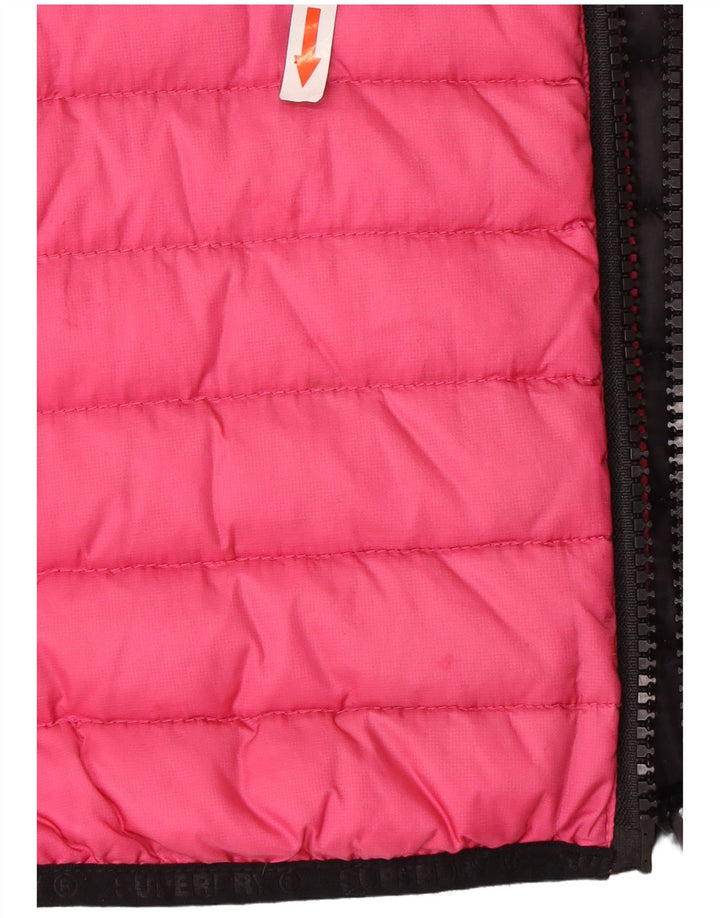 Superdry Mujer Chaqueta Acolchada Con Capucha UK 40 Small Pink Nylon