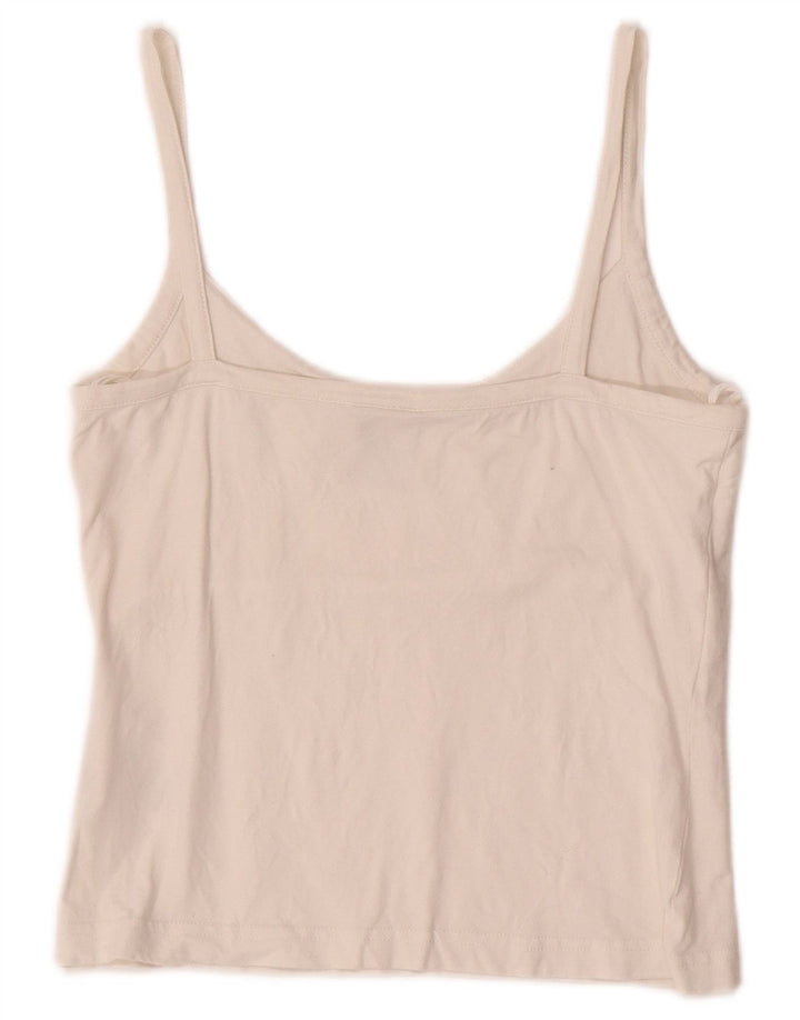 ADIDAS Top corto de tirantes para mujer UK 12 Mediano de algodón blanco roto