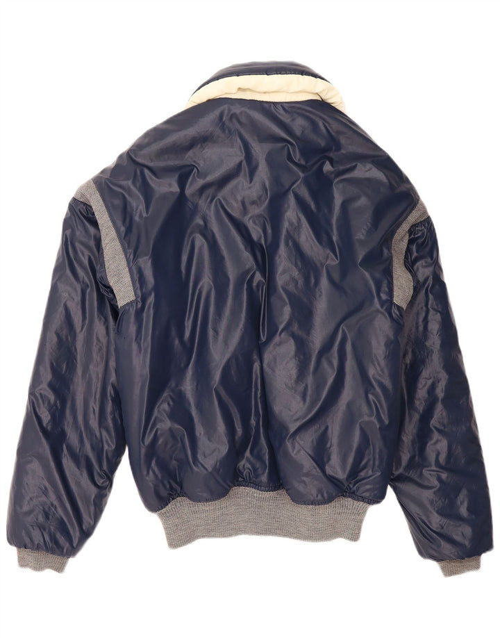 Vintage hombres chaqueta acolchada Reino Unido 40 grande azul marino colorblock