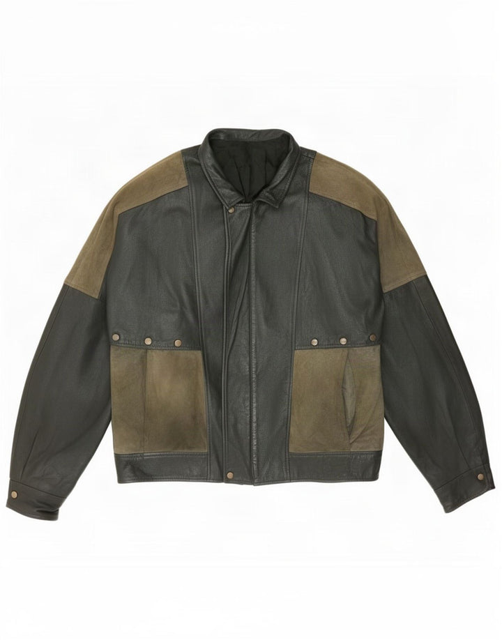 Maxime Chaqueta de cuero para hombre IT 56 3XL Caqui Colorblock