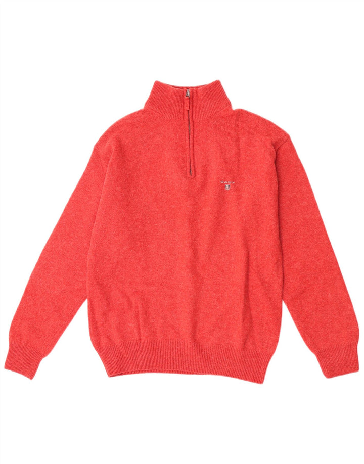 Gant Jersey con cuello y cremallera de lana de cordero rojo medio para hombre