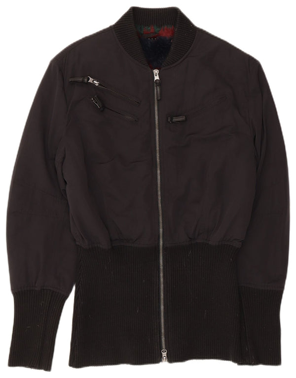 Sisley Chaqueta Bomber para Mujer UK 8 Small Poliéster Negro