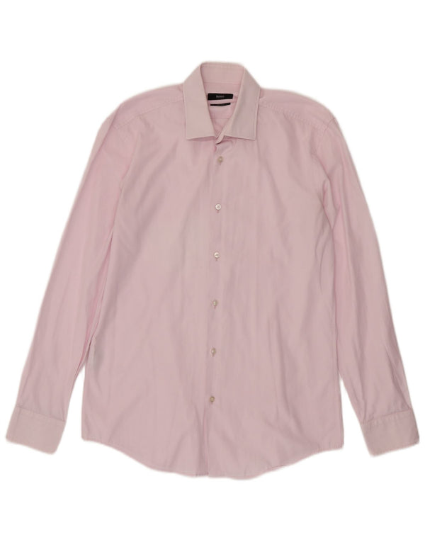 Camisa HUGO BOSS Slim Fit para hombre Talla 39 15 1/2 Algodón rosa medio