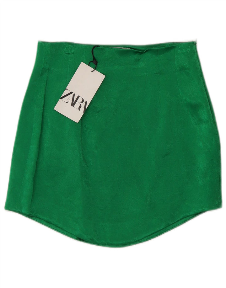 Zara Mujer Minifalda XS W24 Verde Viscosa