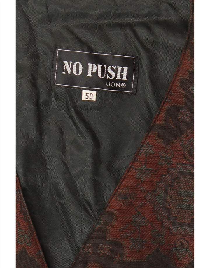 Chaleco vintage para hombre IT 50 Marrón medio Ikat Poliéster