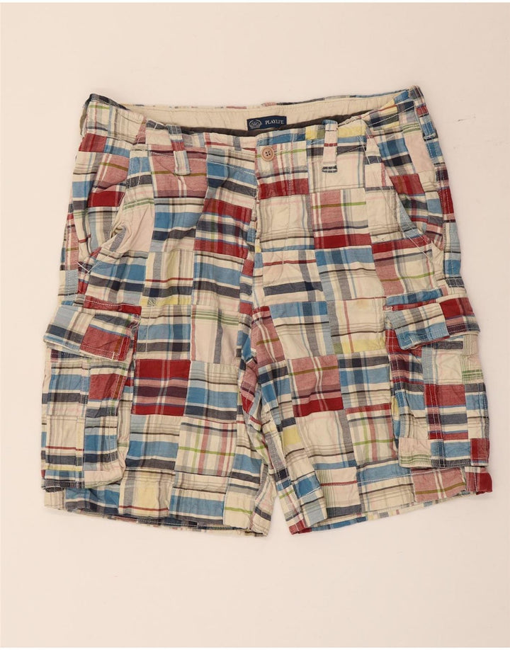 Playlife Pantalones cortos cargo para hombre IT 50 Large W36 Algodón a cuadros multicolor