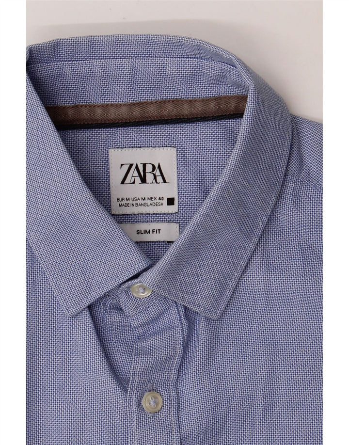 ZARA Hombre Camisa Slim Fit Algodón Azul Medio