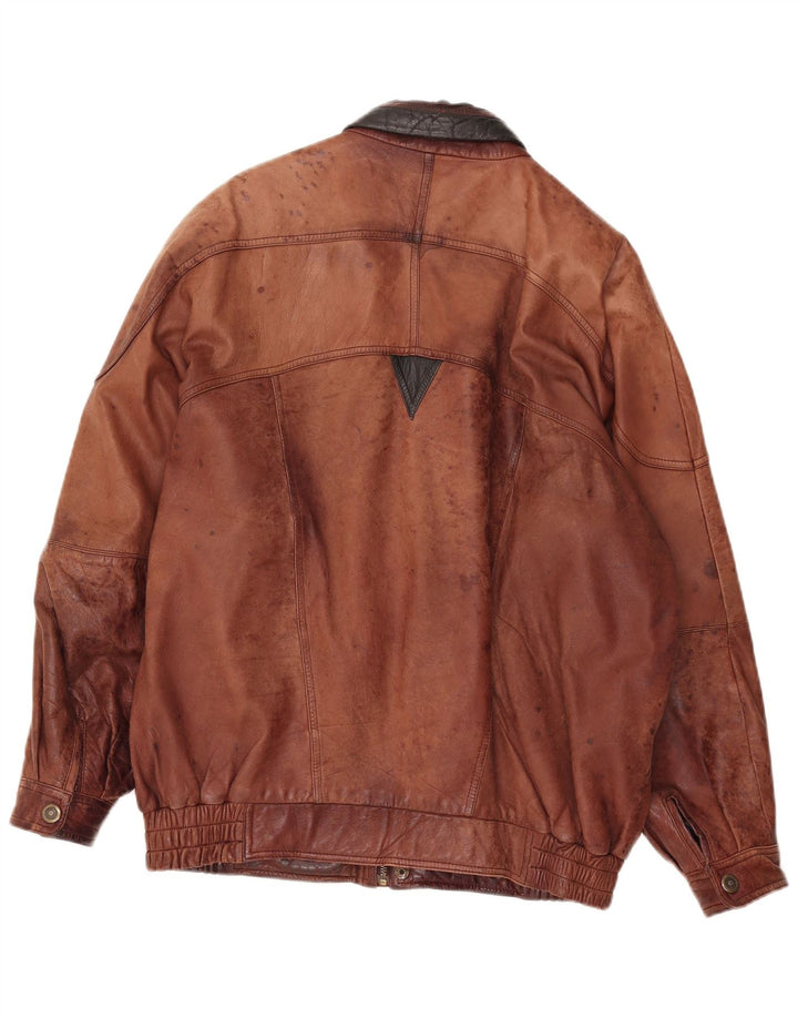 Vintage chaqueta de cuero para hombre Reino Unido 42 XL cuero marrón
