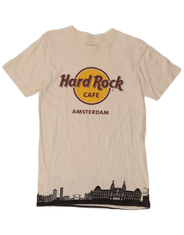 HARD ROCK CAFE Camiseta estampada Amsterdam para hombre Top pequeño de algodón blanco