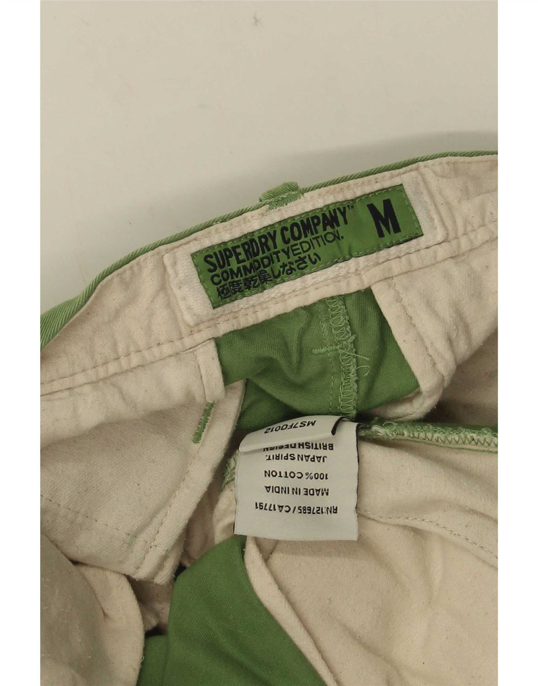 Superdry Pantalones cortos chinos medianos W30 de algodón verde para hombre
