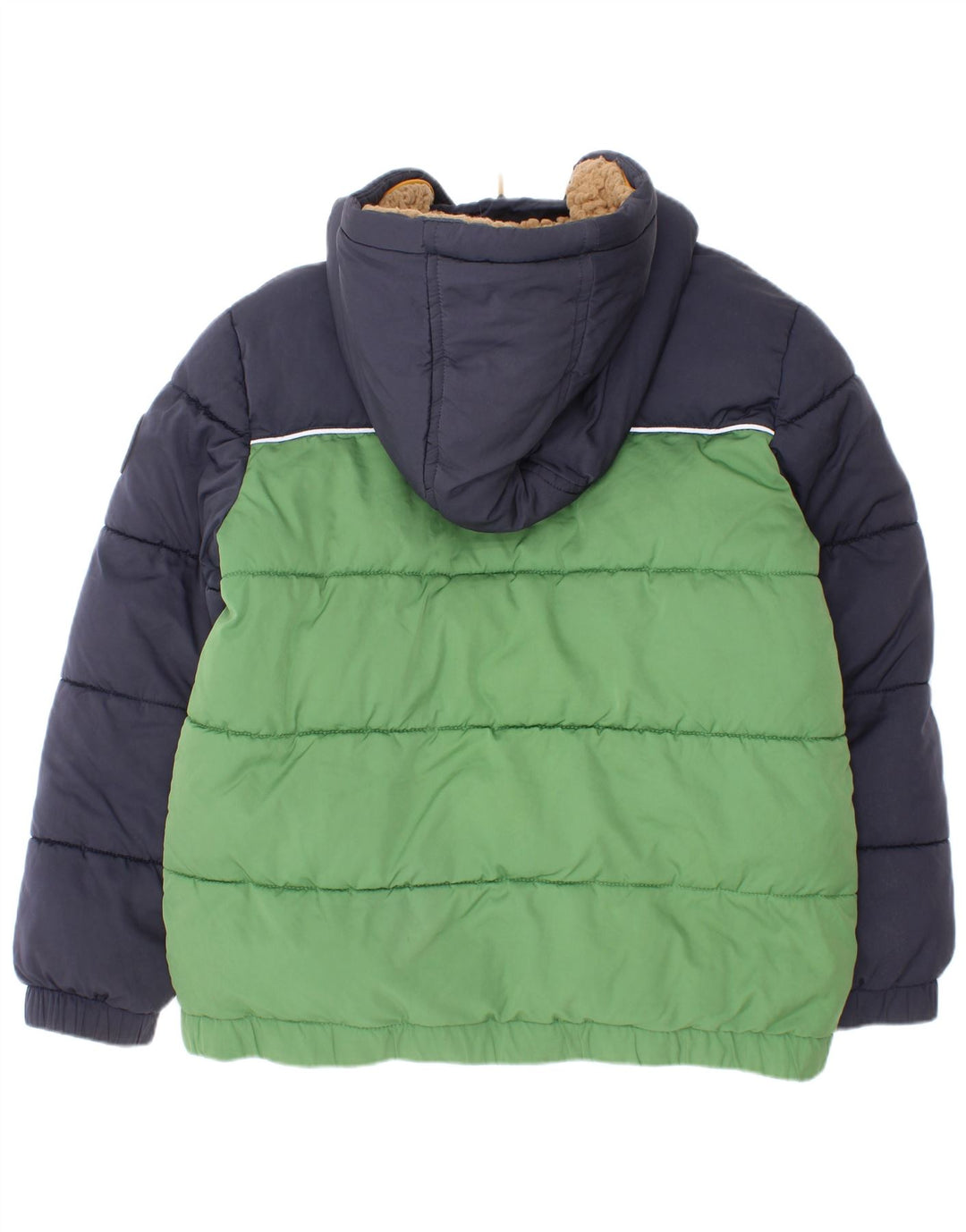 Fat Face Chaqueta acolchada con capucha para niño 8-9 años Verde Poliéster color block