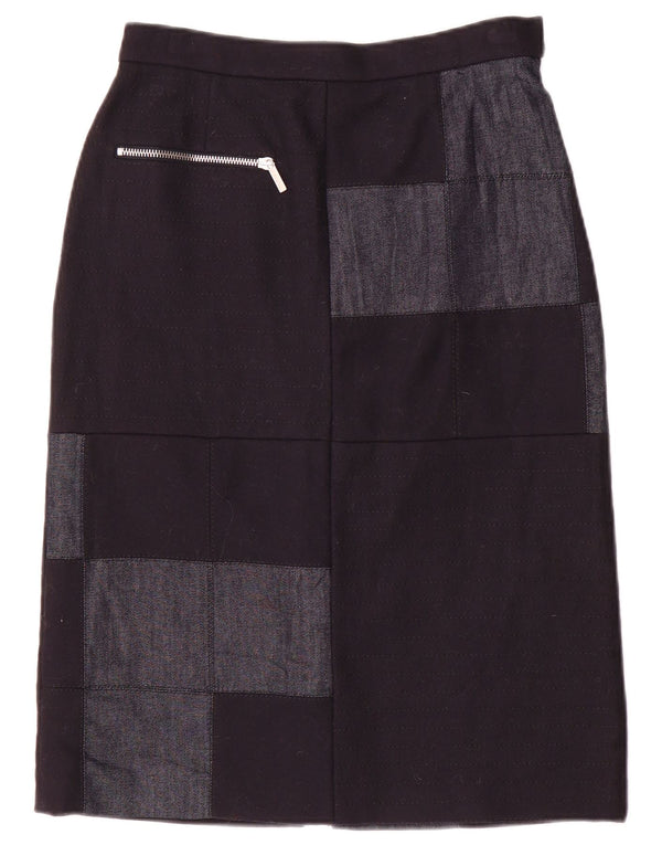 Falda midi para mujer Iceberg IT 40 Small W26 Azul marino Patchwork Nylon