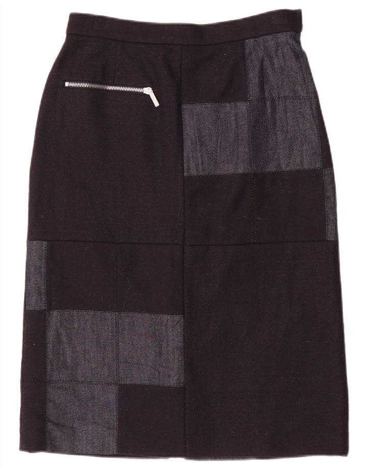 Falda midi para mujer Iceberg IT 40 Small W26 Azul marino Patchwork Nylon
