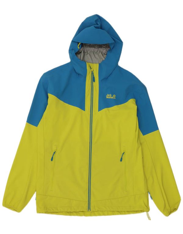 Jack Wolfskin Chaqueta impermeable con capucha para hombre, talla 42, color amarillo grande