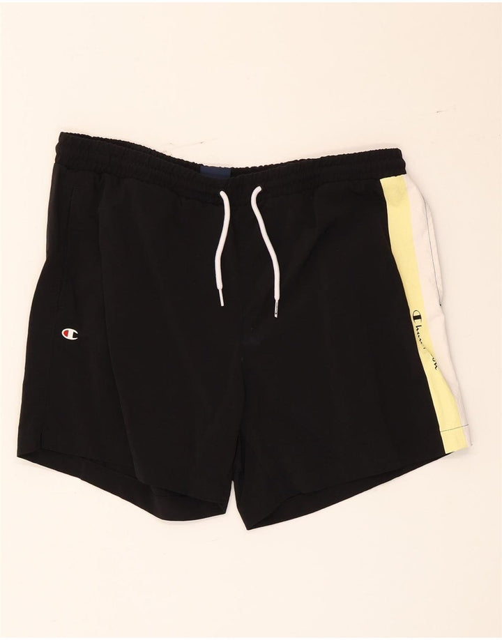 Champion Shorts deportivos para hombre Nylon color block negro grande