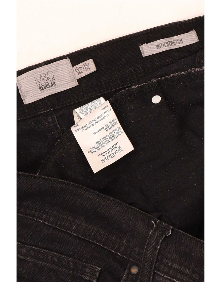 Marks & Spencer Vaqueros rectos regulares para hombre W36 L31 Algodón negro