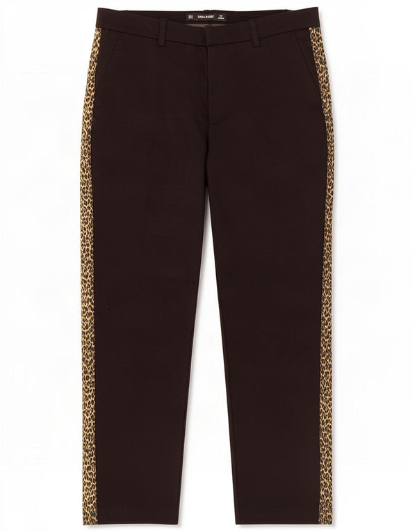 Zara Mujer Pantalón Recto Cropped Mediano W28 L25 Negro Estampado Animal