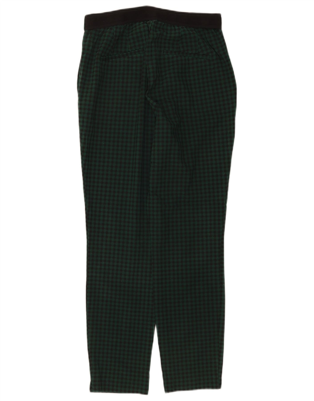 Zara Mujer Pantalón Chino Slim Medium W28 L26 Poliéster A Cuadros Verde