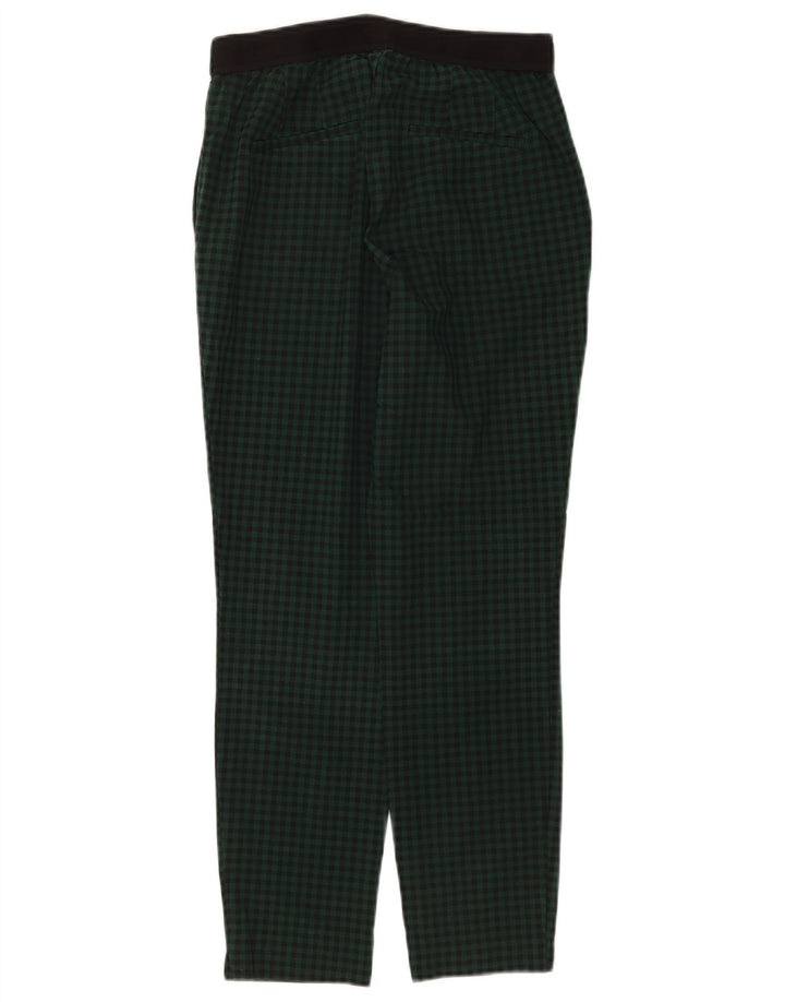Zara Mujer Pantalón Chino Slim Medium W28 L26 Poliéster A Cuadros Verde