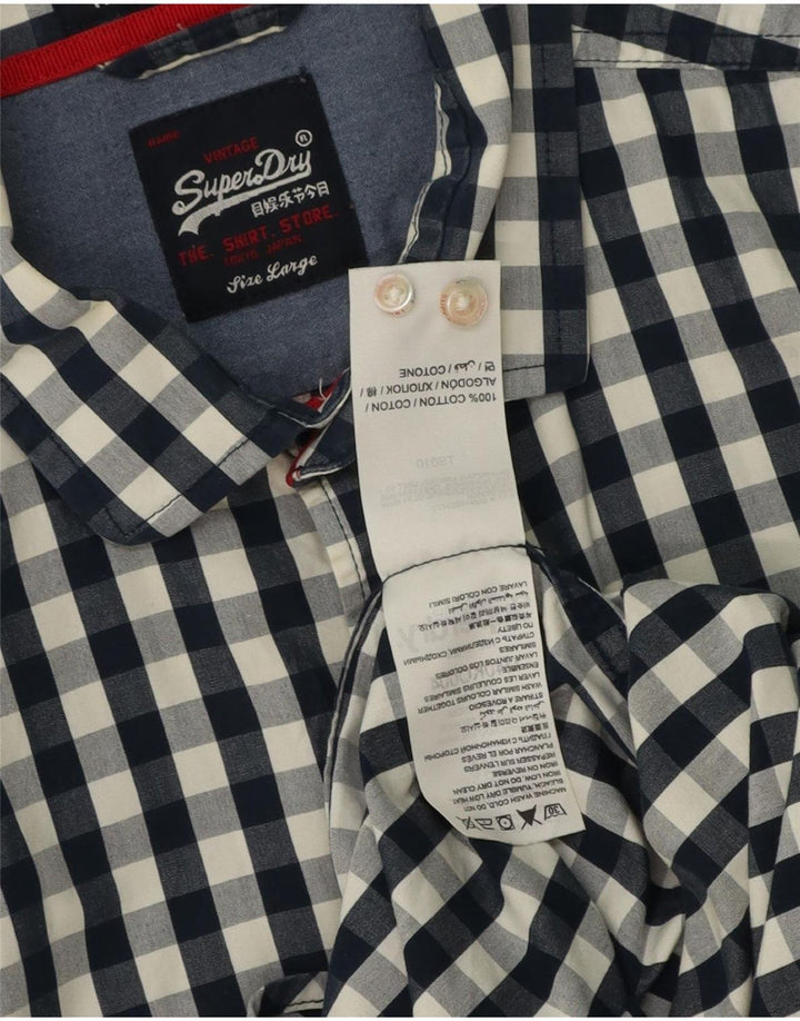 Camisa Superdry Para Hombre Grande De Algodón A Cuadros Azul Marino