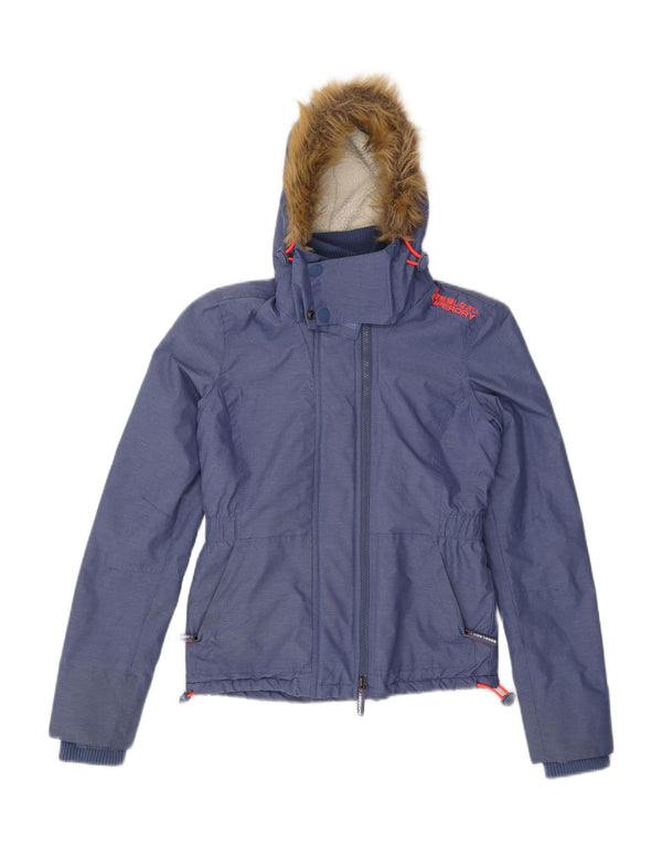 Superdry Chaqueta cortavientos con capucha para mujer UK 6 XS Nylon azul