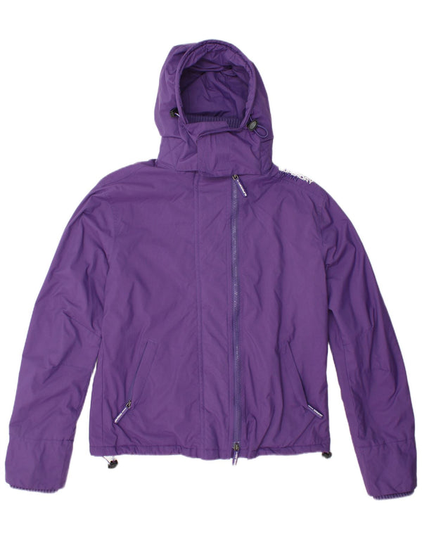 SUPERDRY Womens Hooded Windbreaker Jacket UK 18 XL Purple Nylon