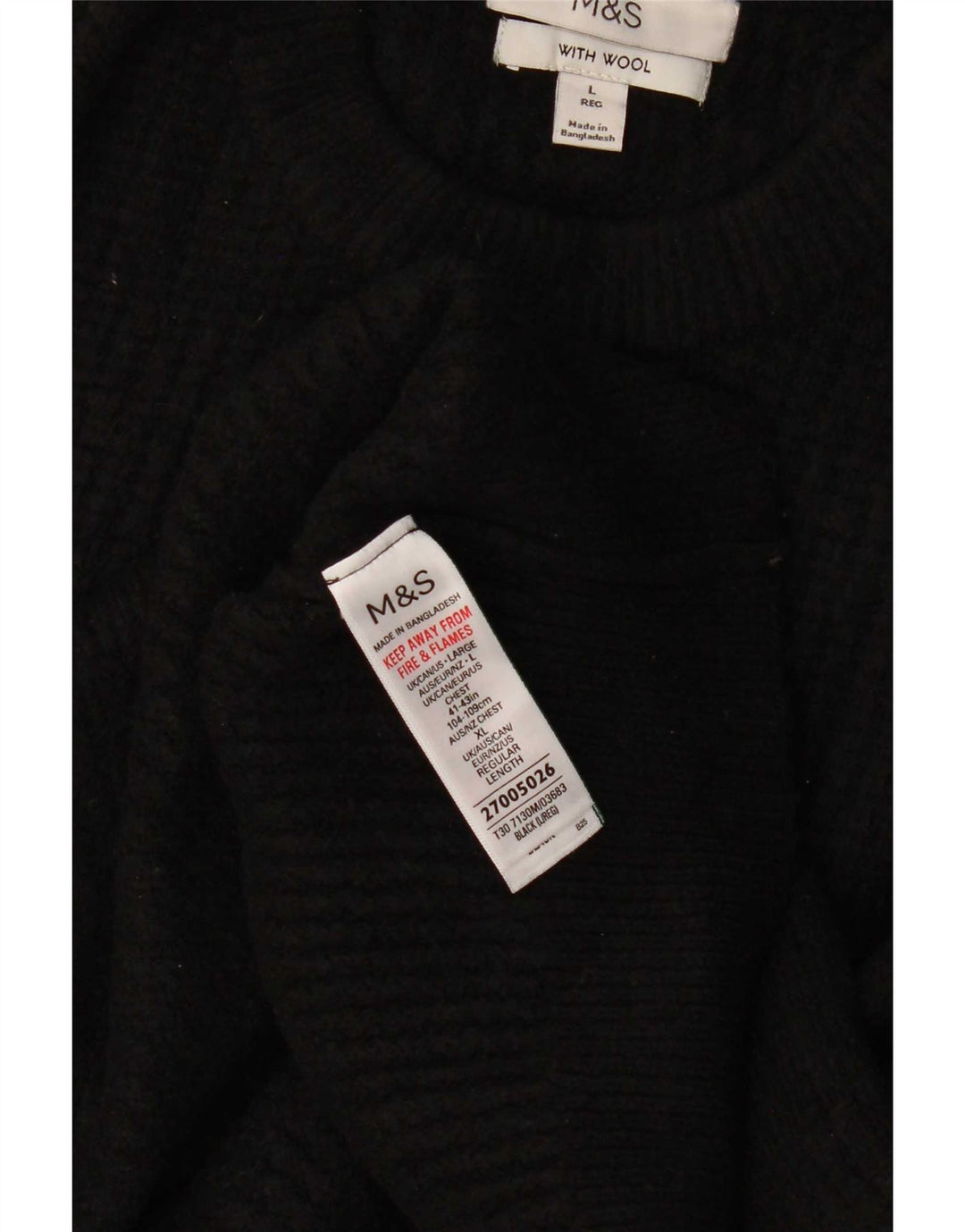 Marks & Spencer - Jersey de cuello redondo para hombre, talla grande, acrílico negro
