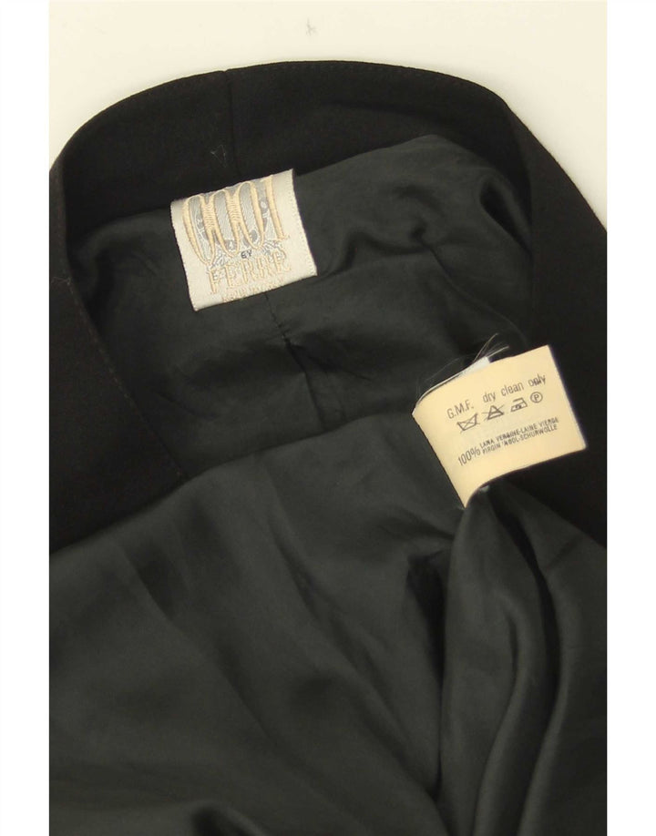 Ferre Abrigo de manga 3/4 para mujer UK 46 Grande Lana virgen negra