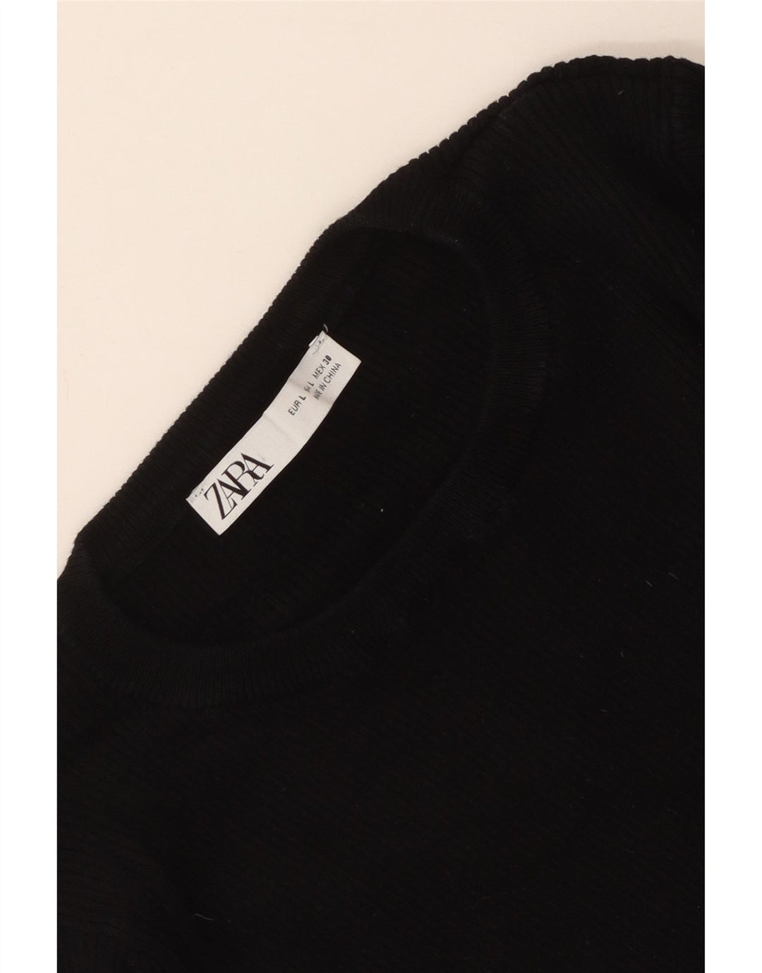 Zara Mujer Crop Top Manga Larga UK 44 Grande Negro