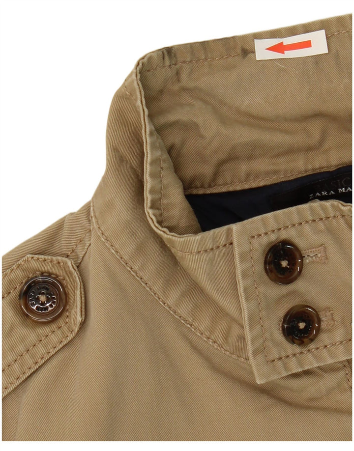 Zara Hombre Cazadora Bomber Militar UK 38 Algodón Beige Medio