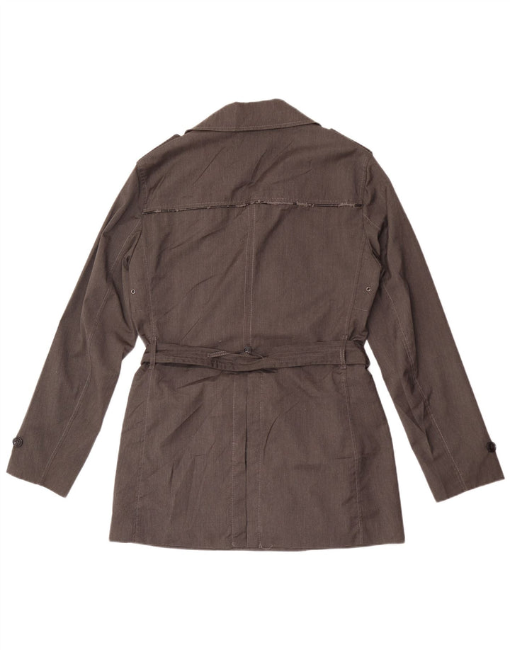 Vintage hombres gabardina Reino Unido 36 pequeño poliéster gris