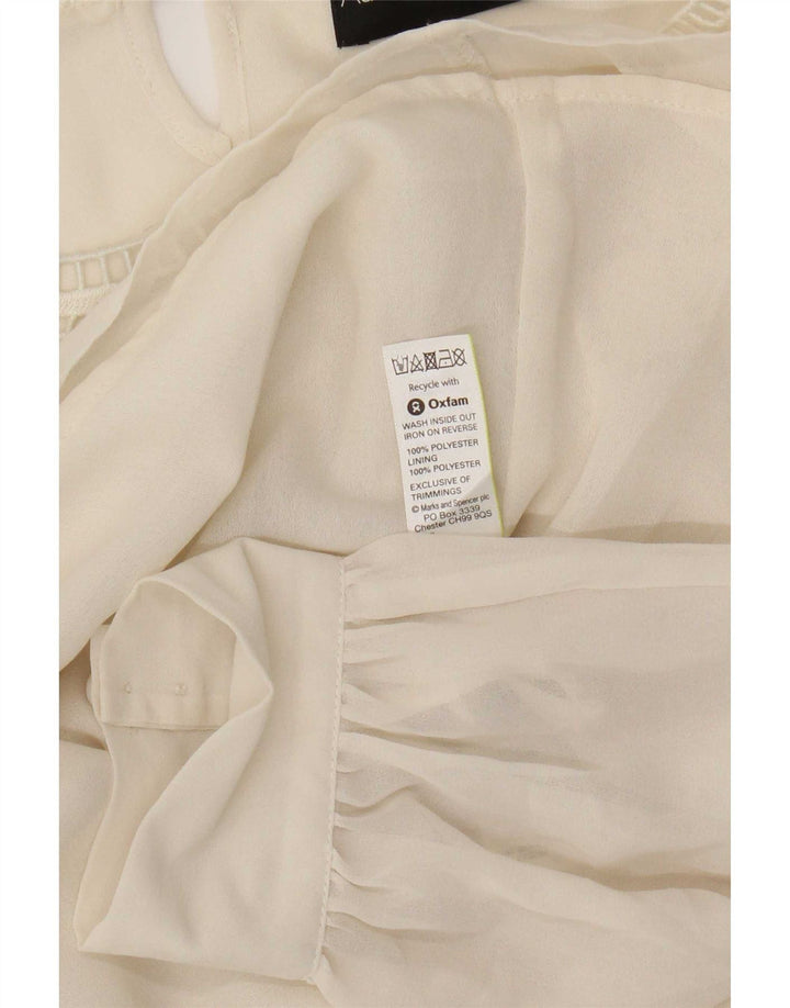 Marks & Spencer Blusa de manga larga autógrafo para mujer UK 46 Large Beige