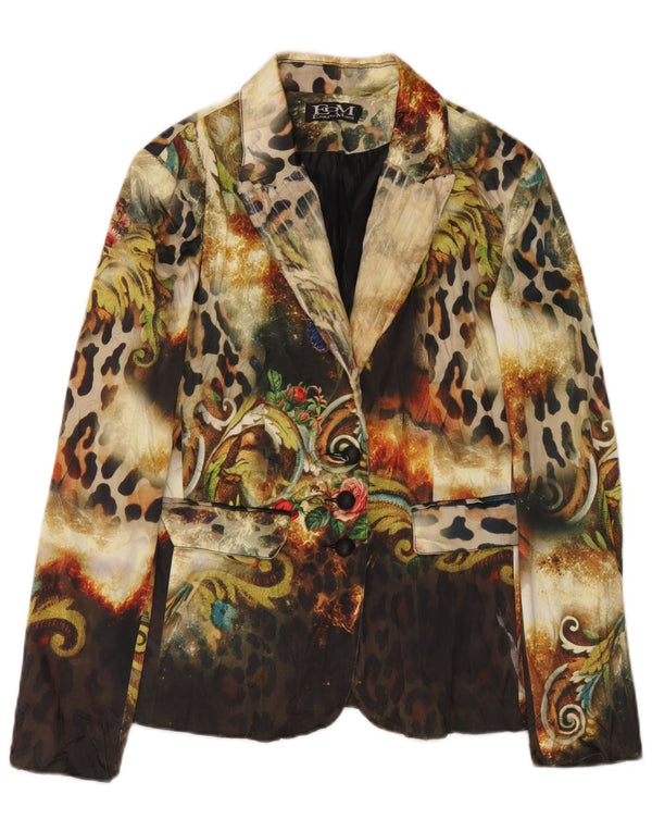 Etoile Du Monde Chaqueta Blazer para Mujer UK 10 Small Multicolor Animal Print