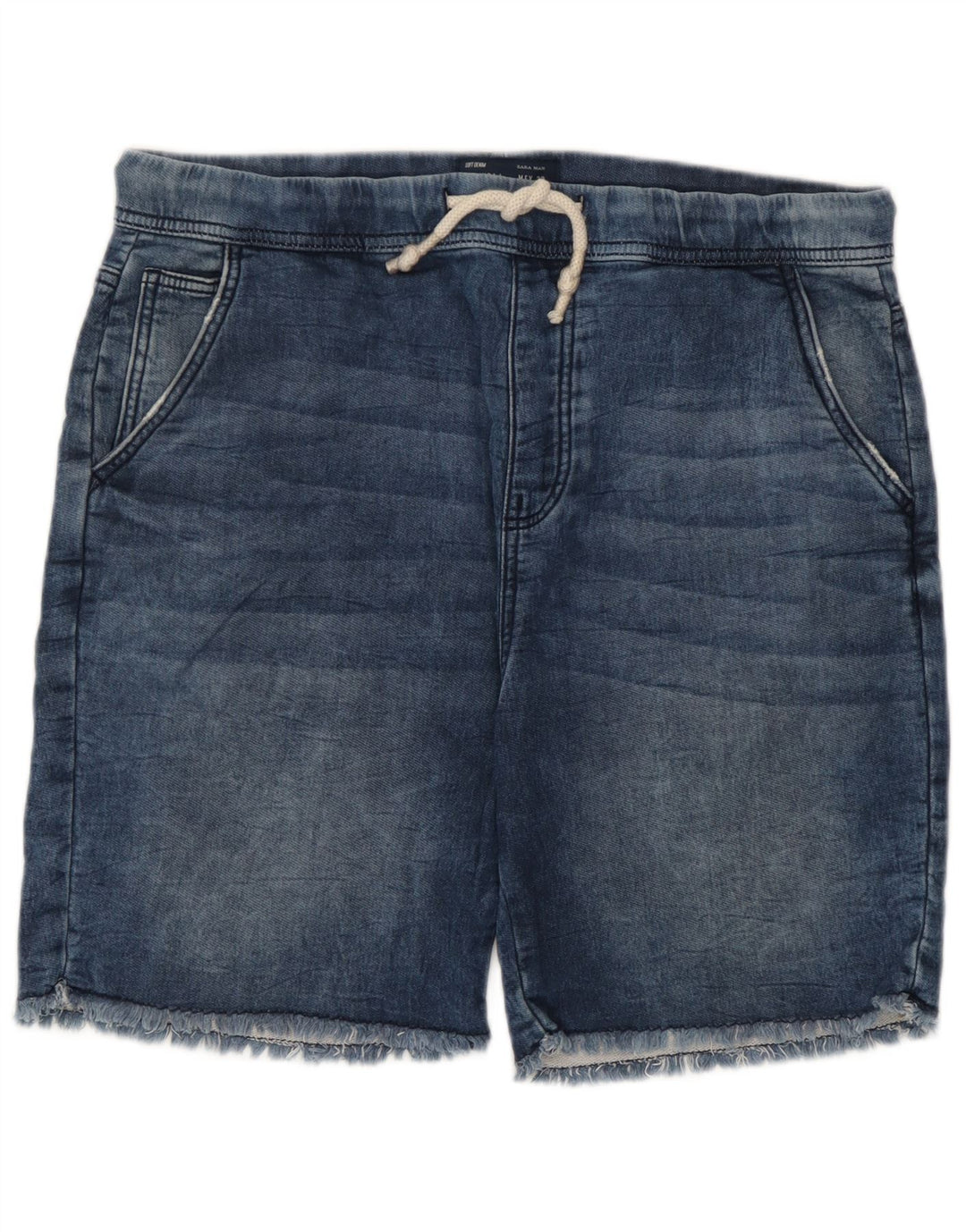 Zara Hombre Shorts Large W32 Algodón Azul